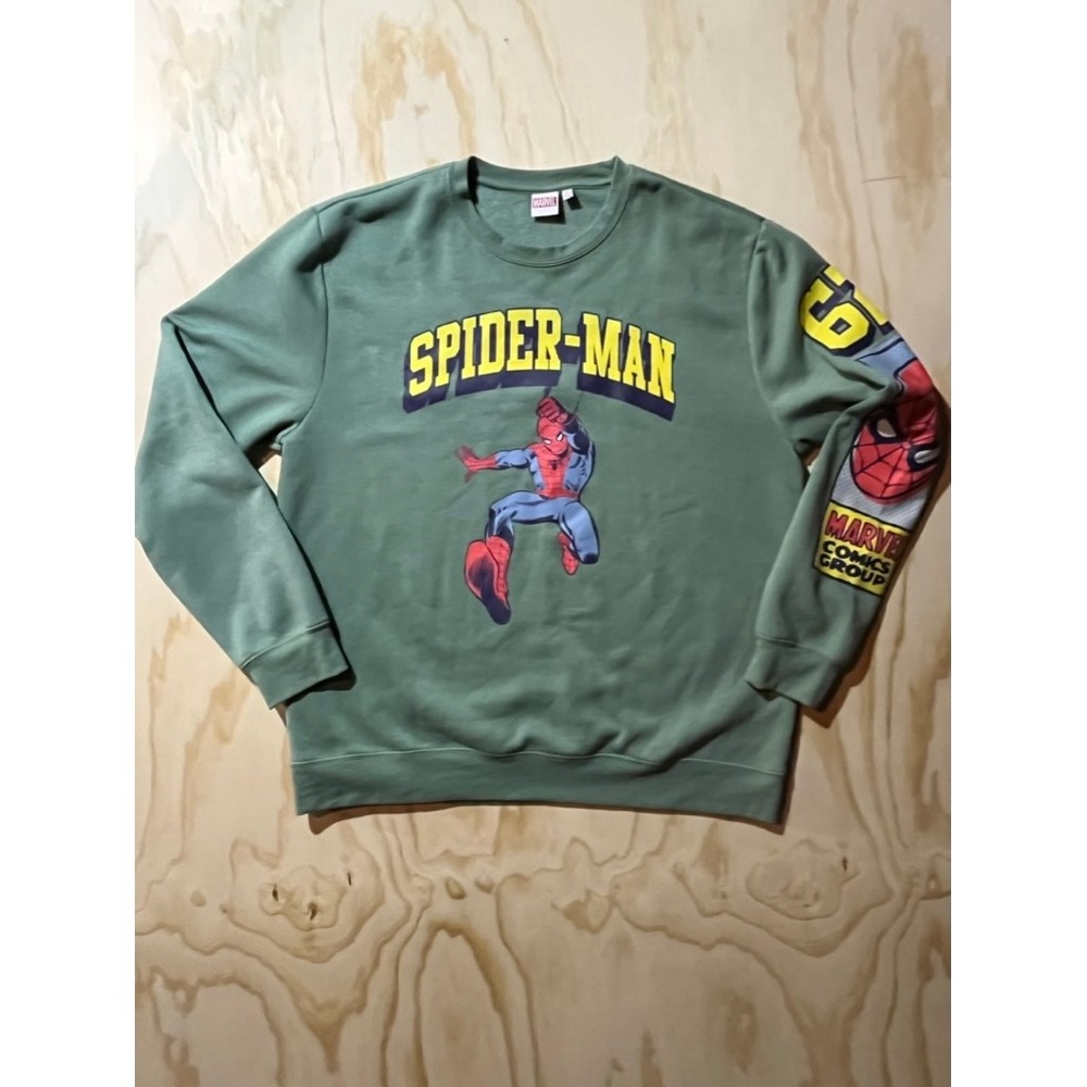 Marvel Spider Man Graphic Sweatshirt Green Vintage Retro Comic Style - Picture 1 of 4